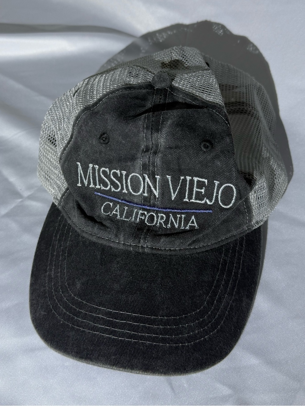 Mission Viejo California Distressed Mesh Trucker Hat Adjustable Snapback